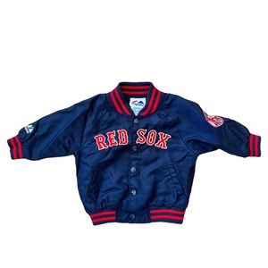 VINTAGE MAJESTIC BOSTON RED SOX Snap Up Toddler Baseball Windbreaker